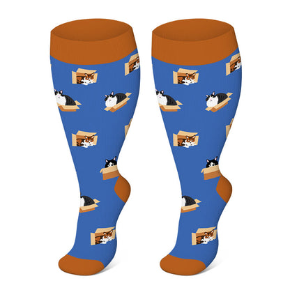 Plus Size Color Pattern Compression Socks - image 5