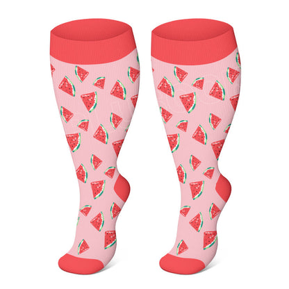 2XL-4XL Plus Size Color Pattern Compression Socks - Watermelon - 4XL - image 3