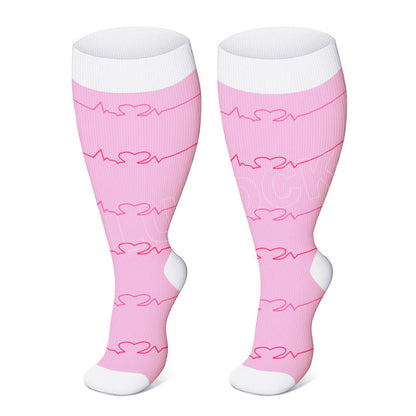 Plus Size Black Pink Compression Socks - Light Pink - 4XL - image 3