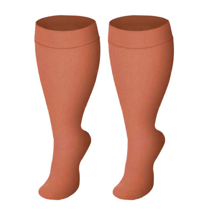 Plus Size Black Pink Compression Socks - Orange - 4XL - image 7