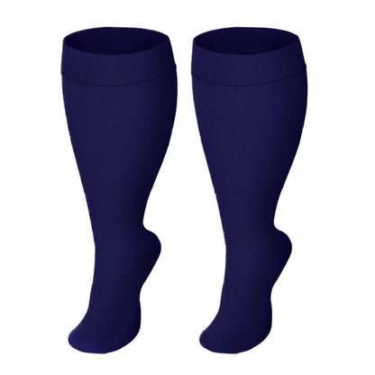 Plus Size Black Pink Compression Socks - Navy Blue - 4XL - image 6