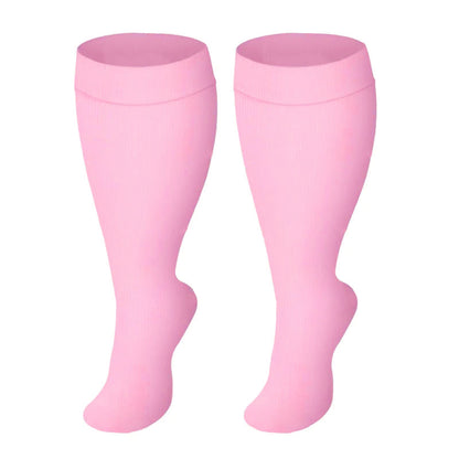 Plus Size Black Pink Compression Socks - Pink - 4XL - image 5