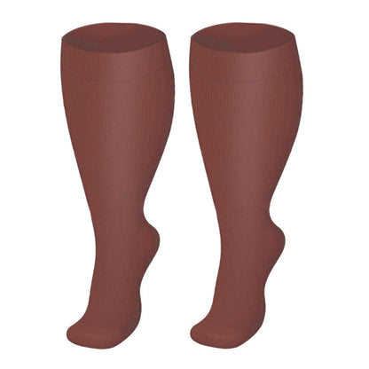 Plus Size Solid Color Compression Socks - Wine - 4XL - image 8