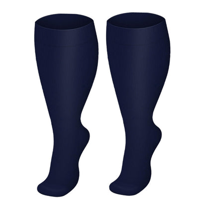 Plus Size Solid Color Compression Socks - Navy Blue - 4XL - image 7