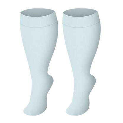 Plus Size Solid Color Compression Socks - Light Blue - 4XL - image 6
