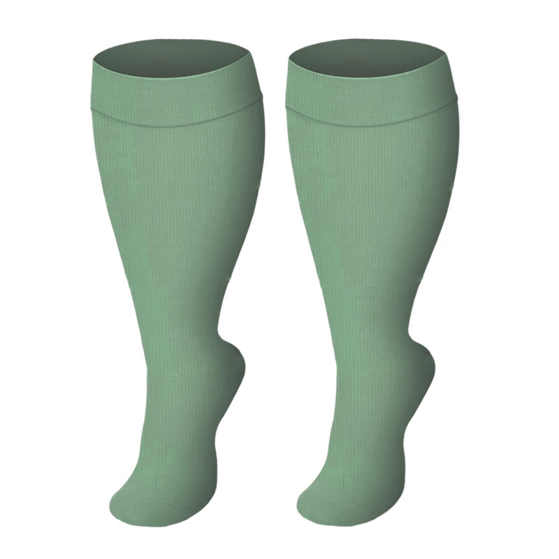Plus Size Solid Color Compression Socks - Light Green - 4XL - image 4