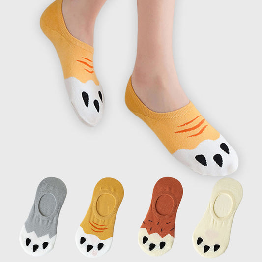 Cat Footprints No Show Socks(5 Pairs) - Multicolor - EU37-40(US4-7) - image 0