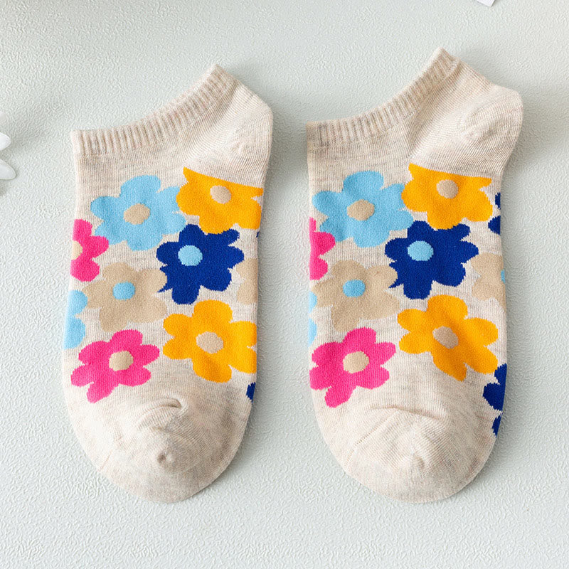 Colored Flowers No Show Socks(5 Pairs) - image 9