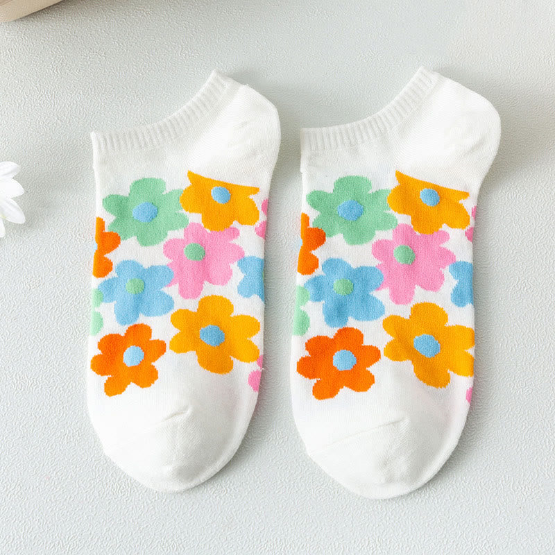 Colored Flowers No Show Socks(5 Pairs) - image 10