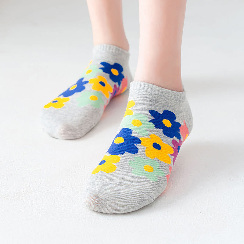 Colored Flowers No Show Socks(5 Pairs) - image 2