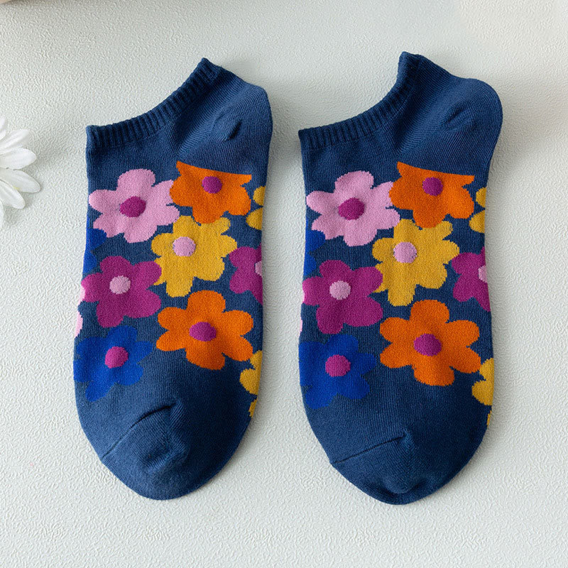 Colored Flowers No Show Socks(5 Pairs) - image 11