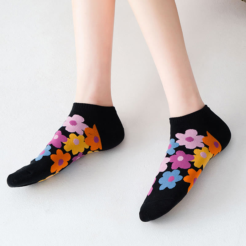 Colored Flowers No Show Socks(5 Pairs) - image 1