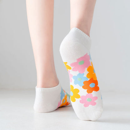 Colored Flowers No Show Socks(5 Pairs) - image 4