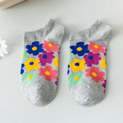 Colored Flowers No Show Socks(5 Pairs) - image 8
