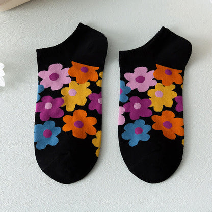 Colored Flowers No Show Socks(5 Pairs) - image 12