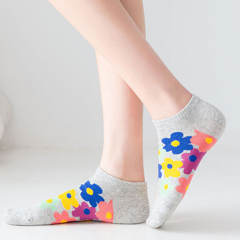 Colored Flowers No Show Socks(5 Pairs) - image 7