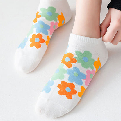 Colored Flowers No Show Socks(5 Pairs) - image 5
