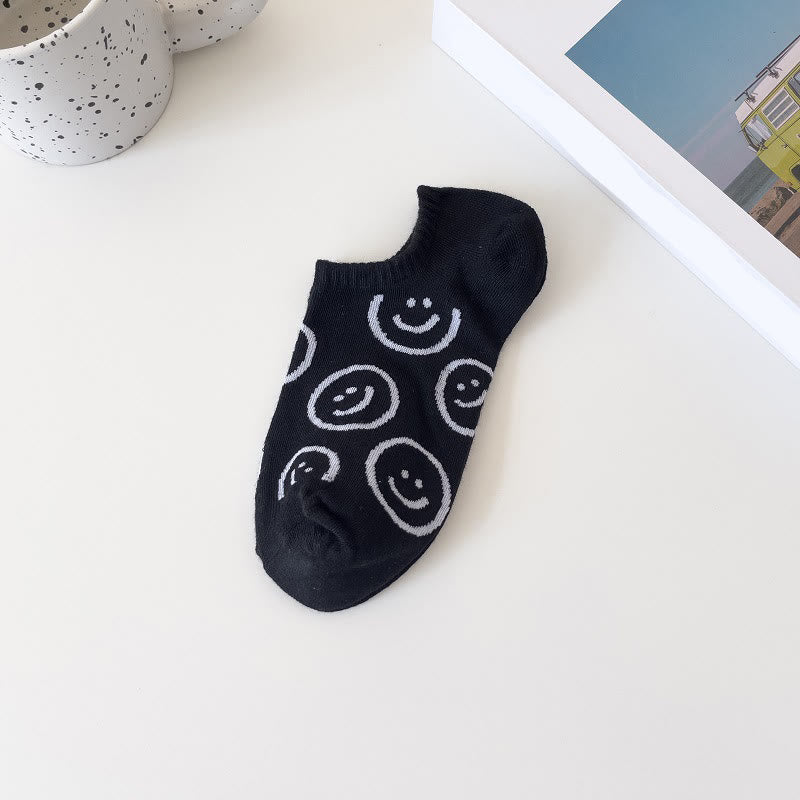 Smiley Face No Show Socks(10 Pairs) - Black - EU37-40(US4-7) - image 2