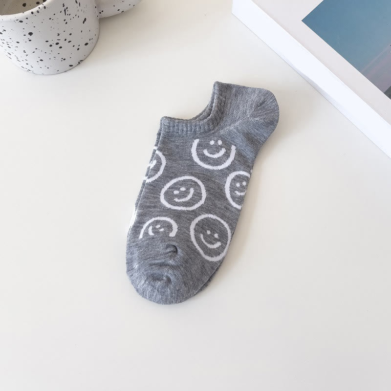Smiley Face No Show Socks(10 Pairs) - Grey - EU37-40(US4-7) - image 6