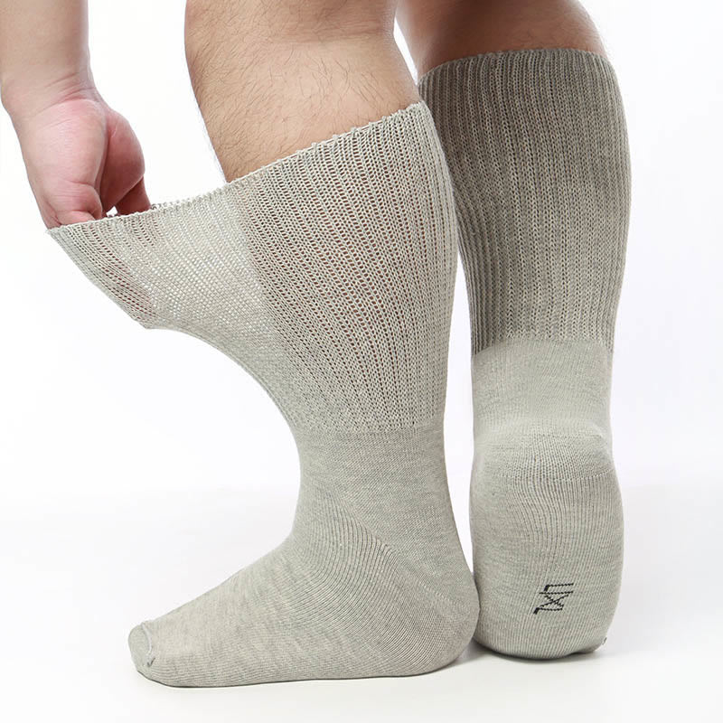 Plus Size Extra Wide Knee High Diabetic Socks(2 Pairs) - Grey - S/M - image 6