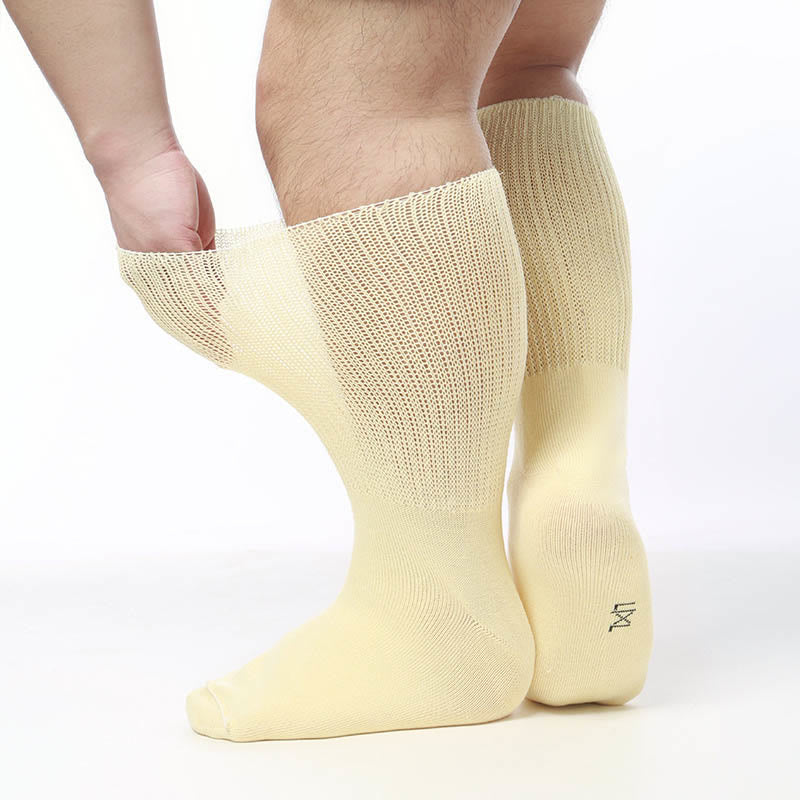 Plus Size Extra Wide Knee High Diabetic Socks(2 Pairs) - Yellow - S/M - image 2