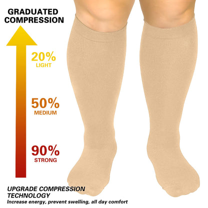 Plus Size Pure Color Compression Socks 2XL-7XL - image 5