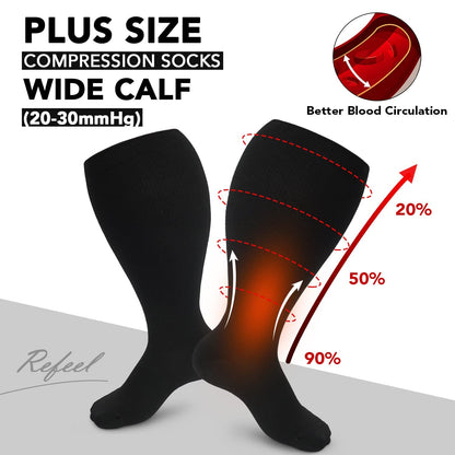 Plus Size Pure Color Compression Socks 2XL-7XL - image 3