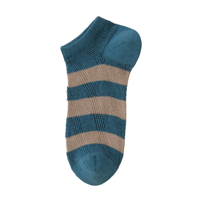 Wide Stripes Ankle Socks(10 Pairs) - Blue - EU38-48(US5-13) - image 14