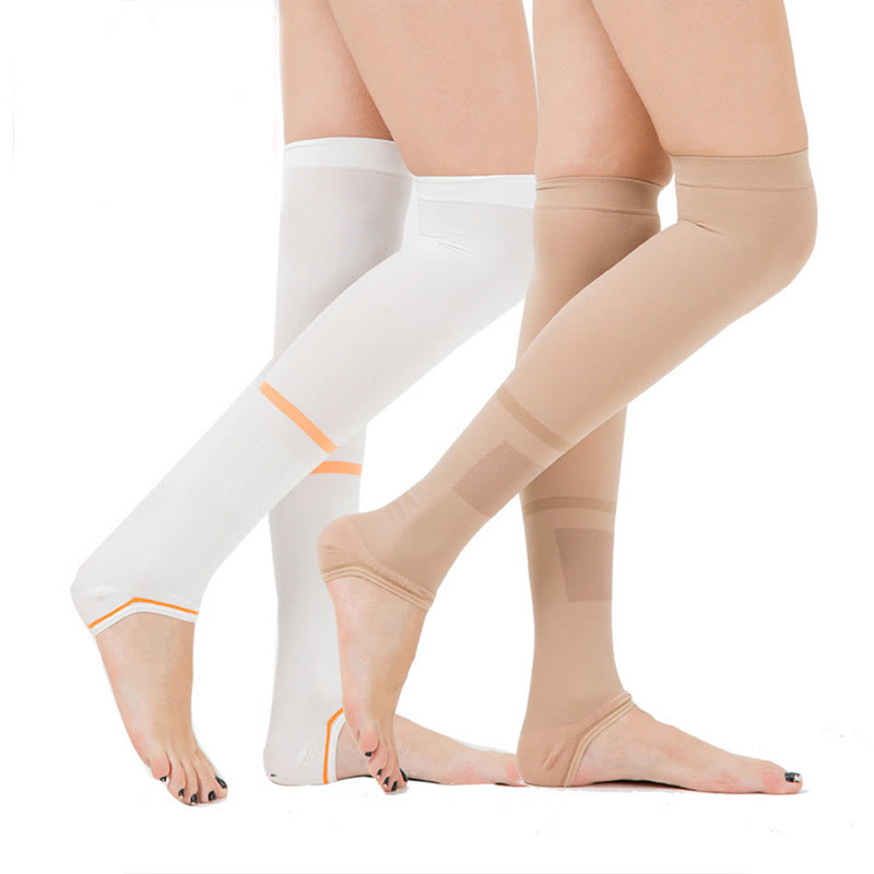 Plus Size Medical Open Toe Compression Socks - image 1