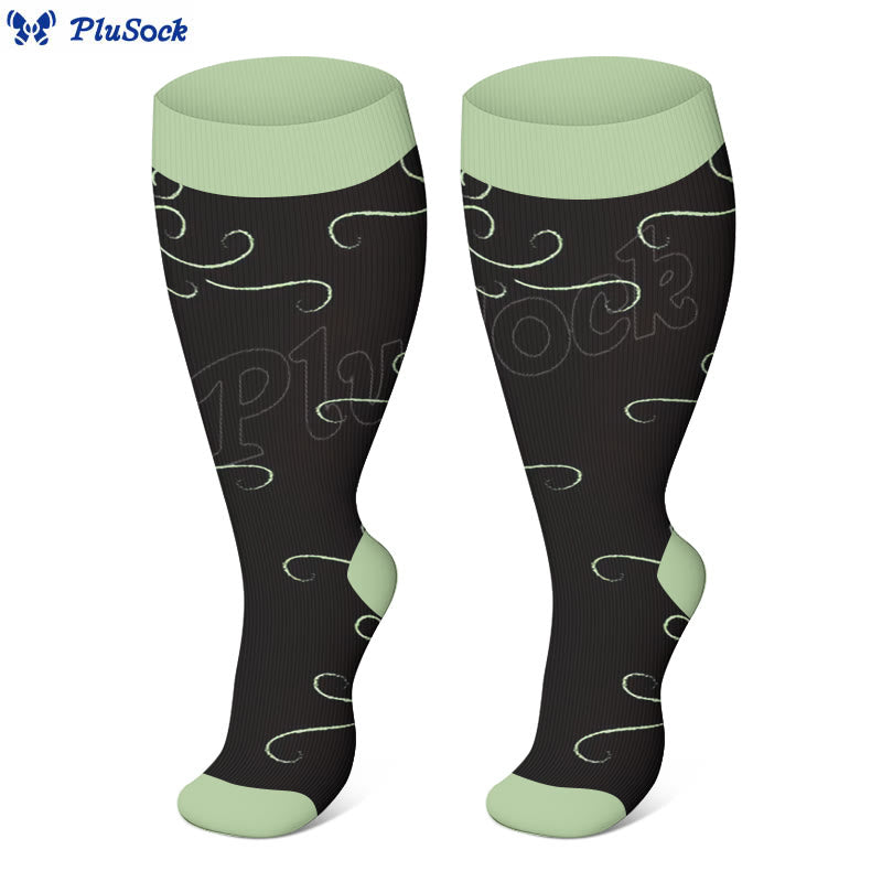 Plus Size Star Heart Strieps Compression Socks - Green - 4XL - image 5
