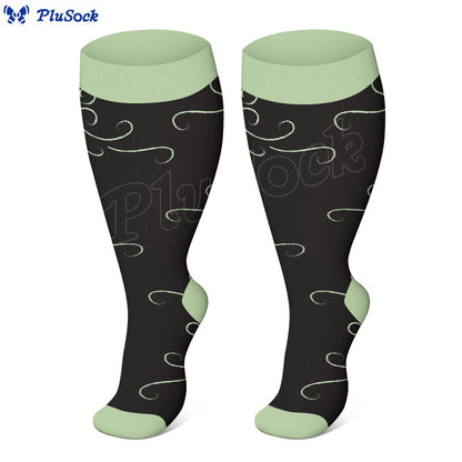 Plus Size Star Heart Strieps Compression Socks - Green - 4XL - image 5
