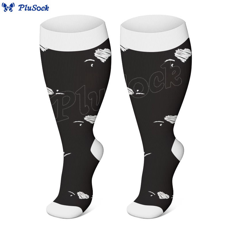 Plus Size Star Heart Strieps Compression Socks - Black - 4XL - image 4