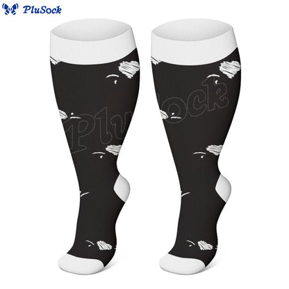 Plus Size Star Heart Strieps Compression Socks - Black - 4XL - image 4