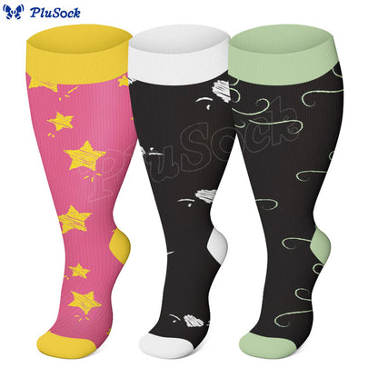 Plus Size Star Heart Strieps Compression Socks - image 2