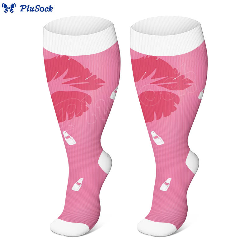 Plus Size Big Lips Compression Socks - Pink - 4XL - image 4