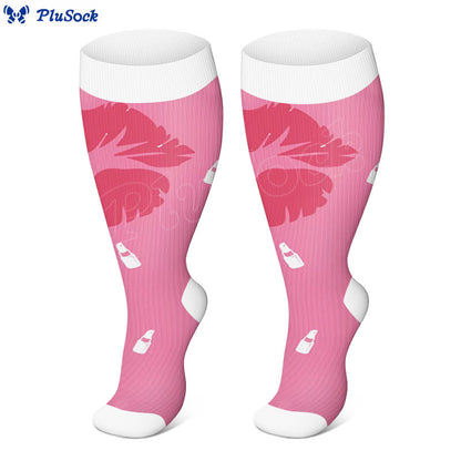 Plus Size Big Lips Compression Socks - Pink - 4XL - image 4