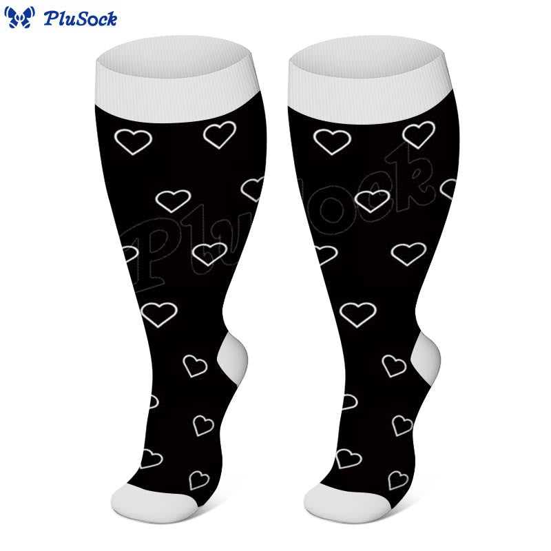 Plus Size Star Heart Compression Socks - Heart - 4XL - image 4