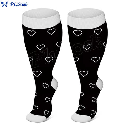 Plus Size Star Heart Compression Socks - Heart - 4XL - image 4