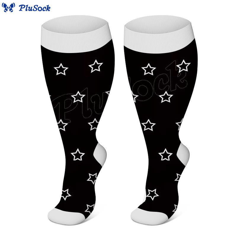 Plus Size Star Heart Compression Socks - Star - 4XL - image 3