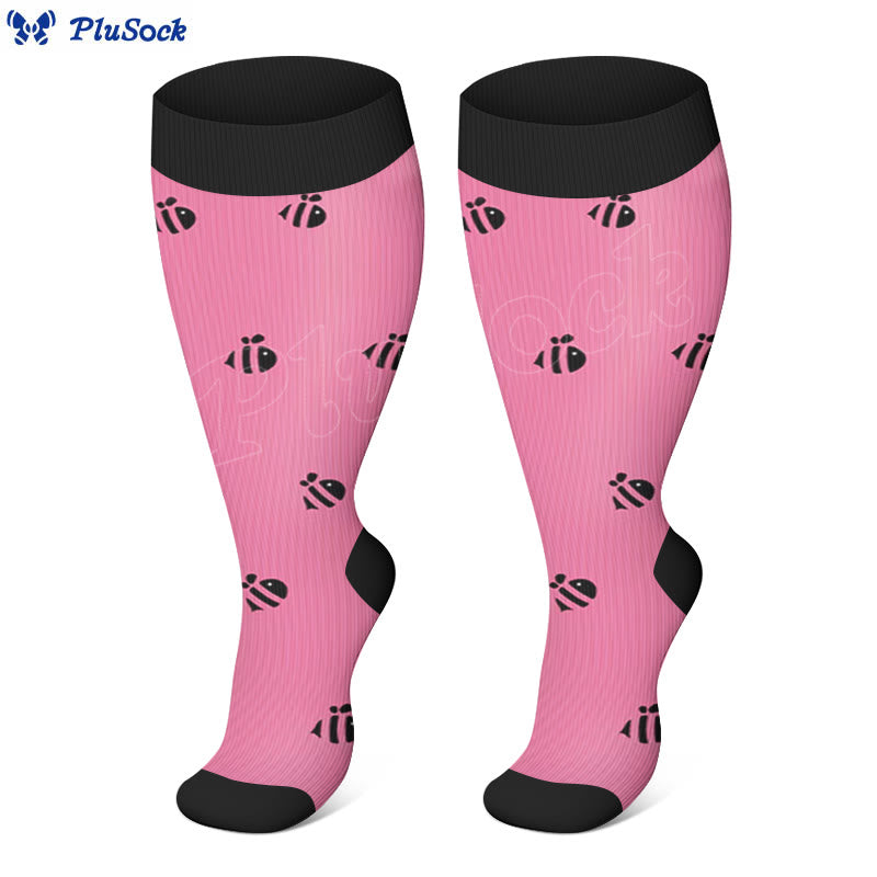 Plus Size Bee Compression Socks - Rose - 4XL - image 2