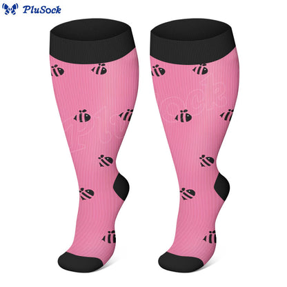 Plus Size Bee Compression Socks - Rose - 4XL - image 2