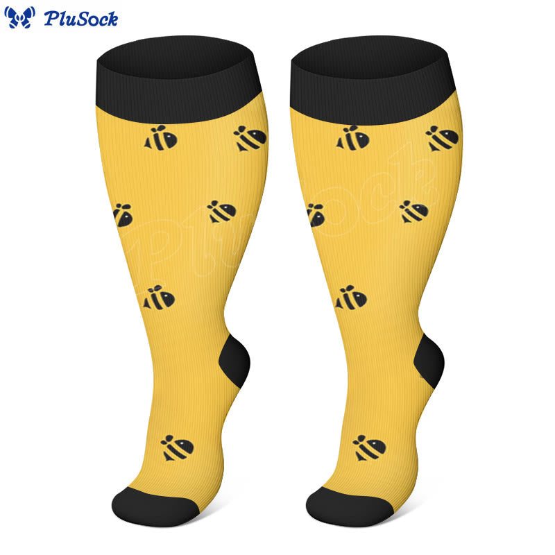 Plus Size Bee Compression Socks - Yellow - 4XL - image 4