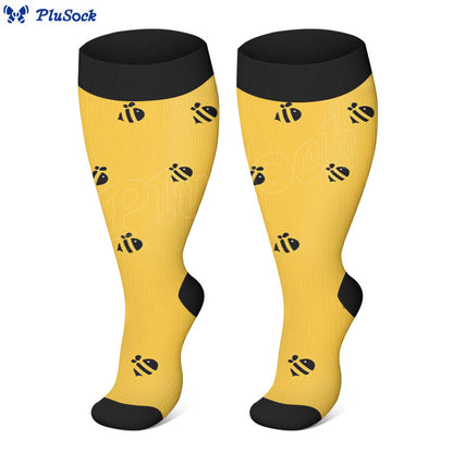Plus Size Bee Compression Socks - Yellow - 4XL - image 4