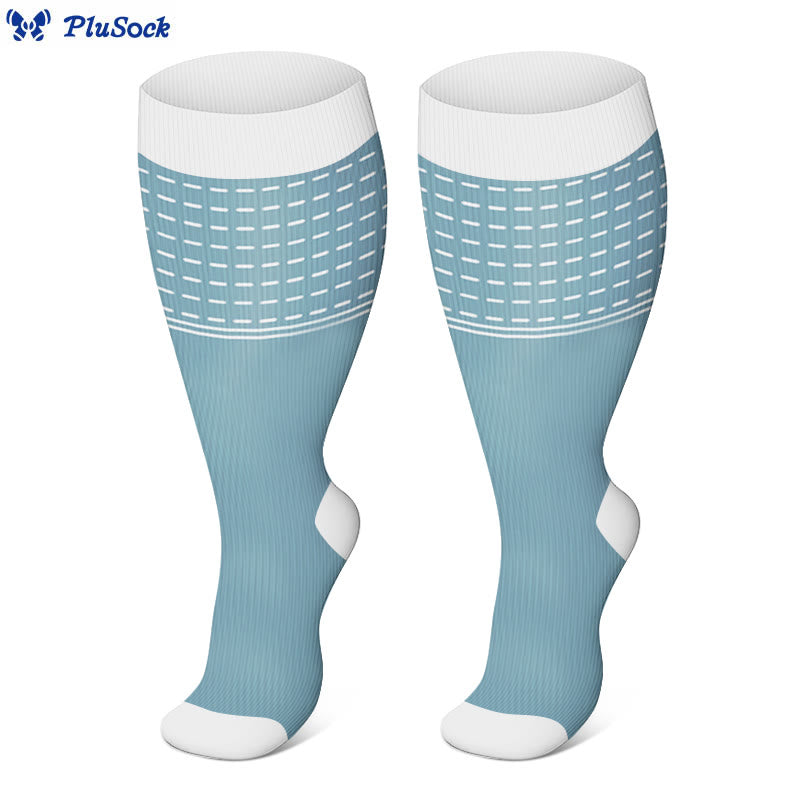Plus Size Line Compression Socks - Blue - 4XL - image 2