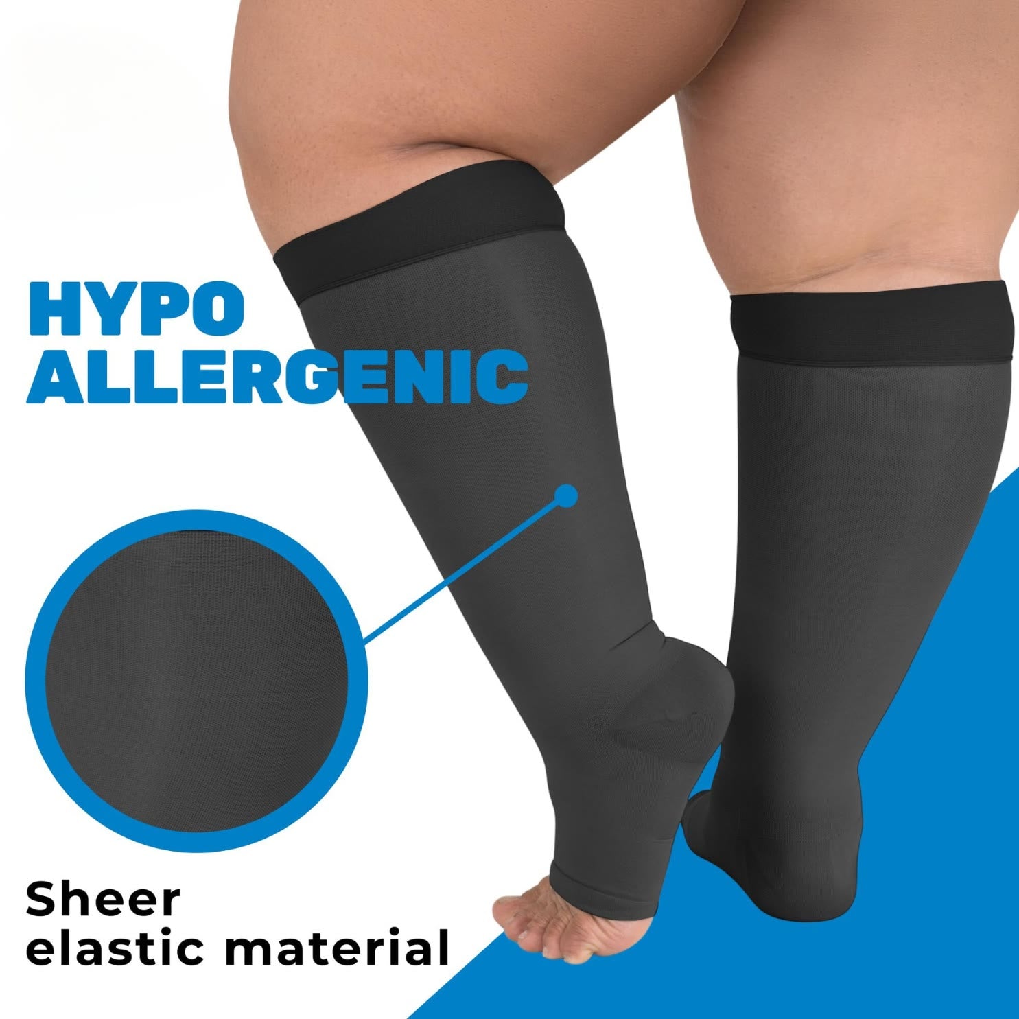 Plus Size Sheer Open Toe Compression Socks - image 3