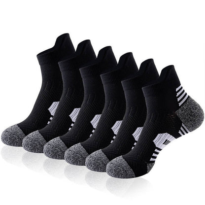 Plus Size Hiking Ankle Compression Socks(6 Pairs) - Black - EU39-45(US6-11) - image 8