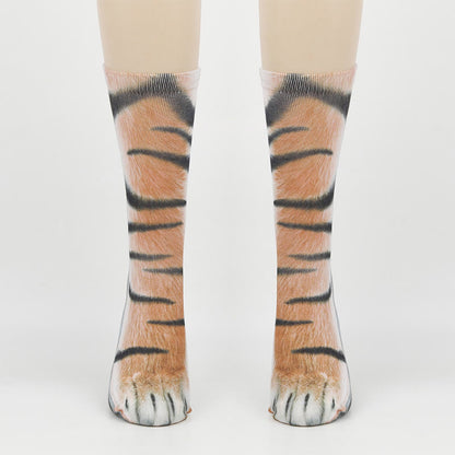Zebra Elephant Tiger Paws Quarter Socks(3 Pairs) - Tiger - EU38-44(US5-10) - image 3