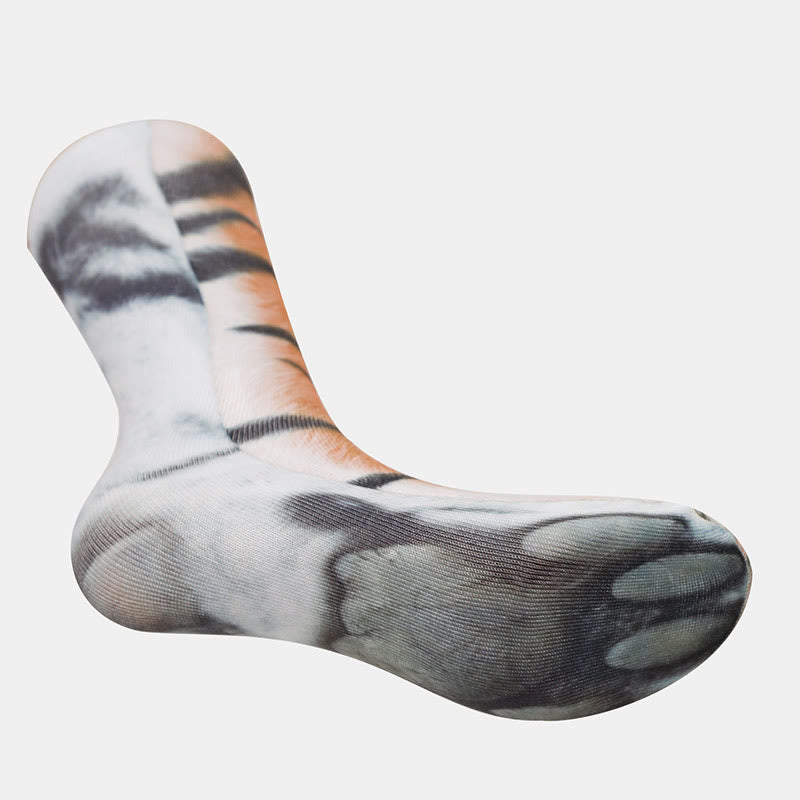 Zebra Elephant Tiger Paws Quarter Socks(3 Pairs) - image 2