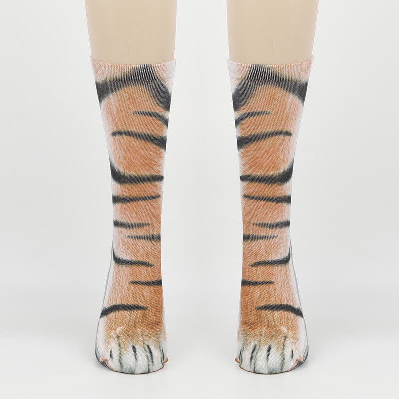 Zebra Elephant Tiger Paws Quarter Socks(3 Pairs) - Tiger - EU38-44(US5-10) - image 3