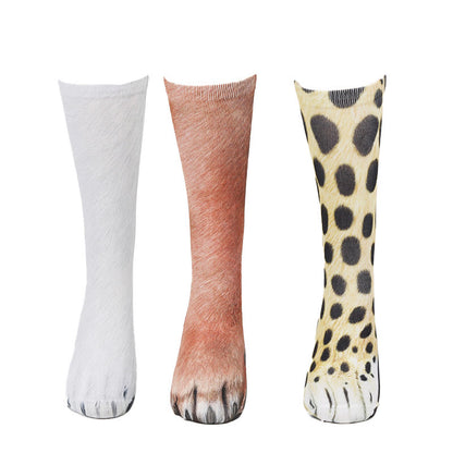 Polar Bear Fox Leopard Paws Quarter Socks(3 Pairs) - Multicolor - EU38-44(US5-10) - image 0